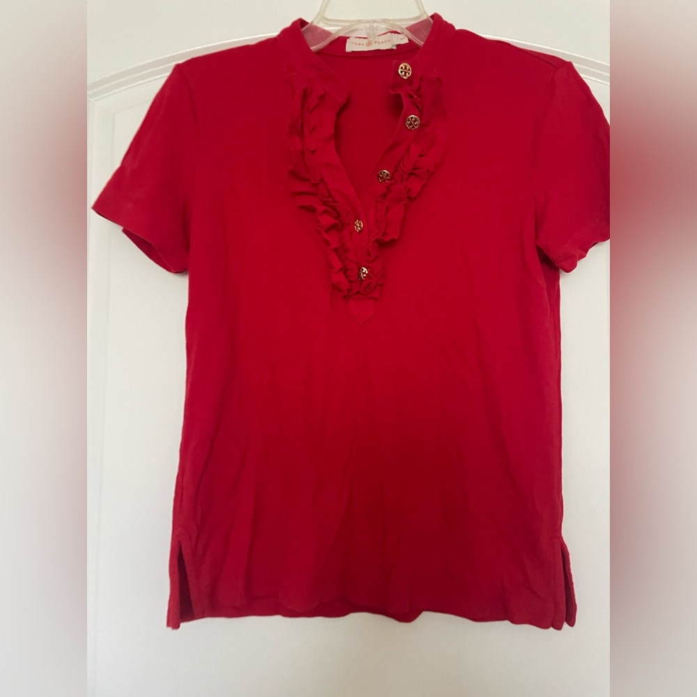 Tory Burch Red Ruffle Blouse - Picture 4 of 4